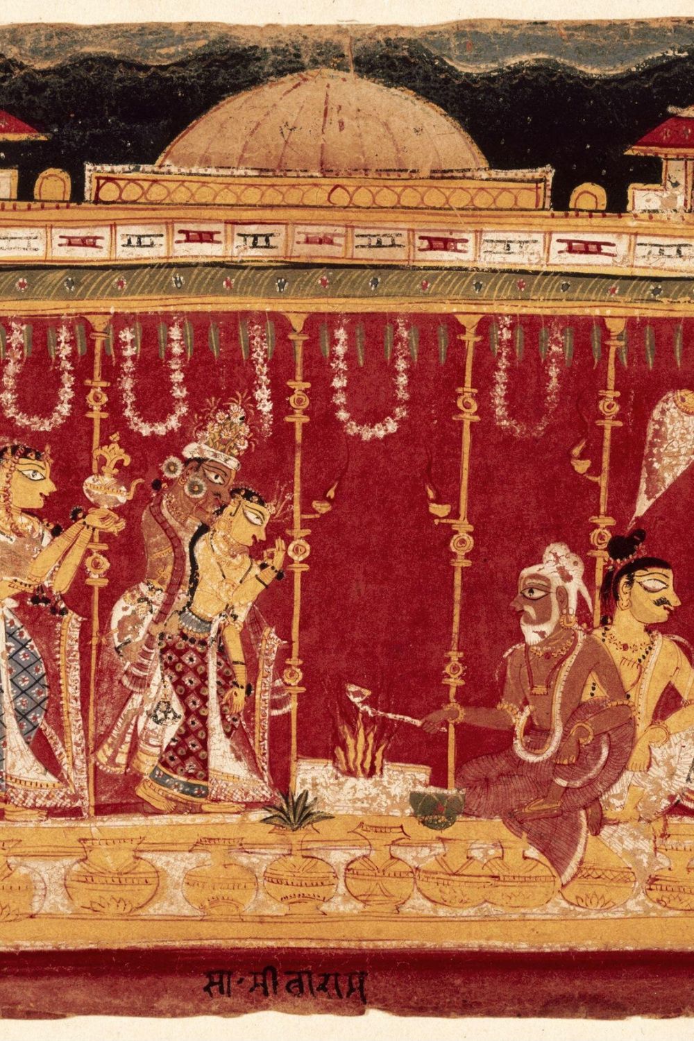 Ancient Vedic marriage ceremony with sacred mantras